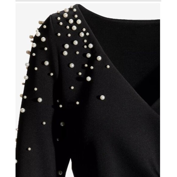 Boston Proper Size 4 Pearl Surplice Flare Sleeve Top - Picture 3 of 3